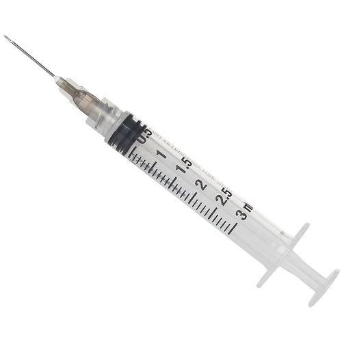 Dispo Van Syringe 3 ml medical-grade barrel with luer mount & luer lock and stainless steel needle