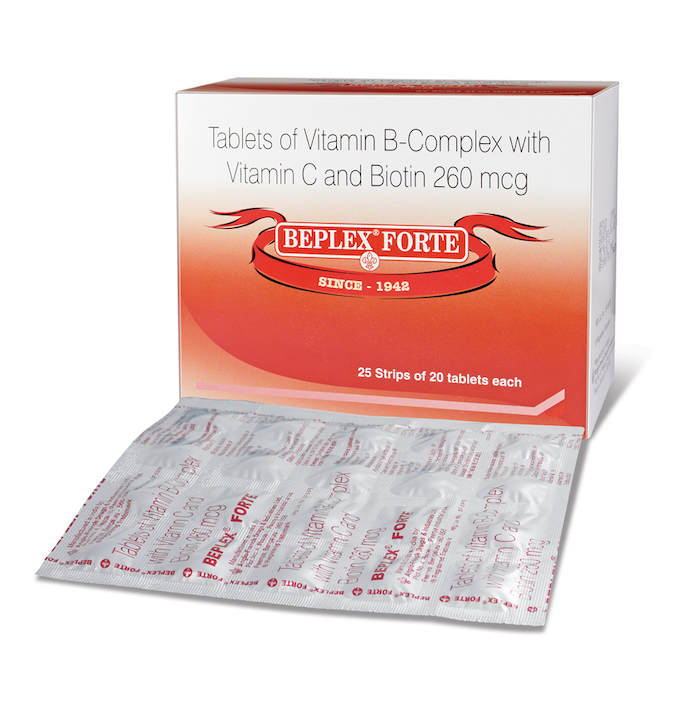 Beplex Forte Multivitamin Tablets (Strip of 20) with vitamin B-Complex, vitamin C and biotin