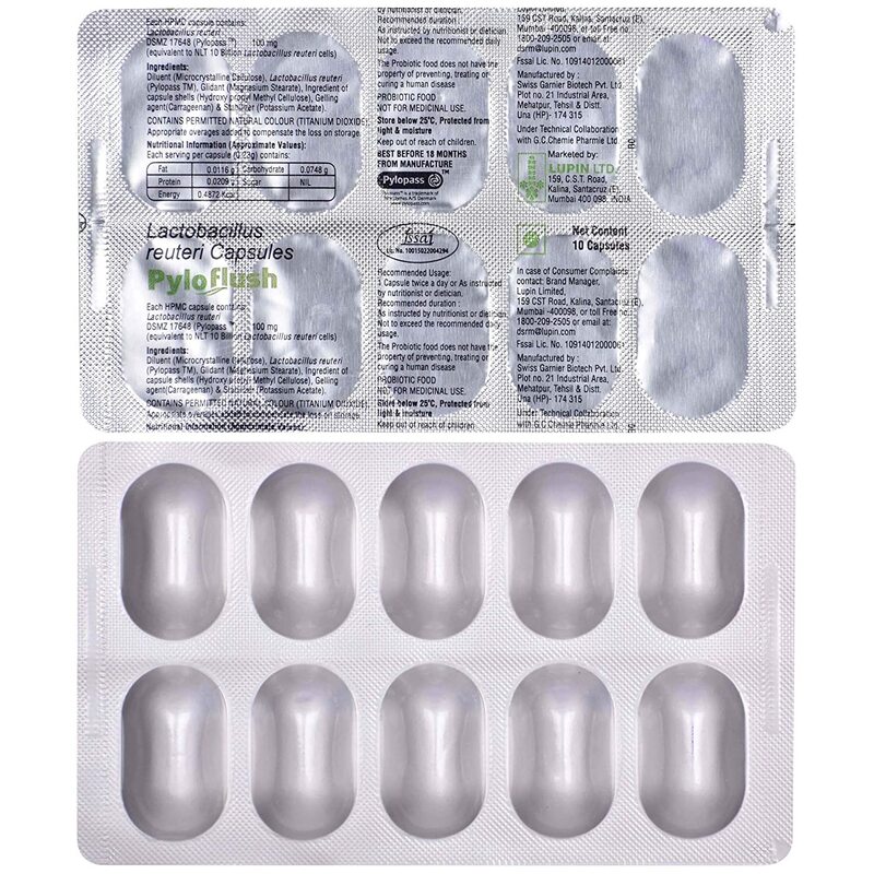 Pyloflush Capsule (Strip of 10) for gastritis and gastric ulcers