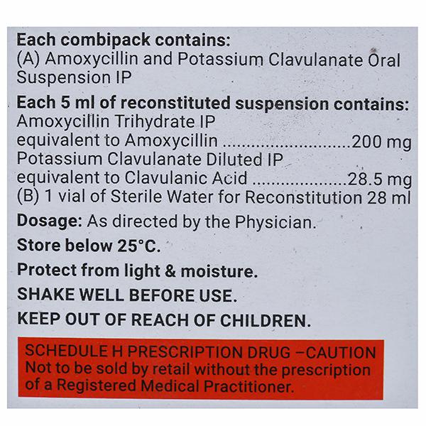 Advent 228.5mg Dry Syrup 30ml contains Amoxycillin 200mg/5ml, Clavulanic Acid 28.5mg/5ml
