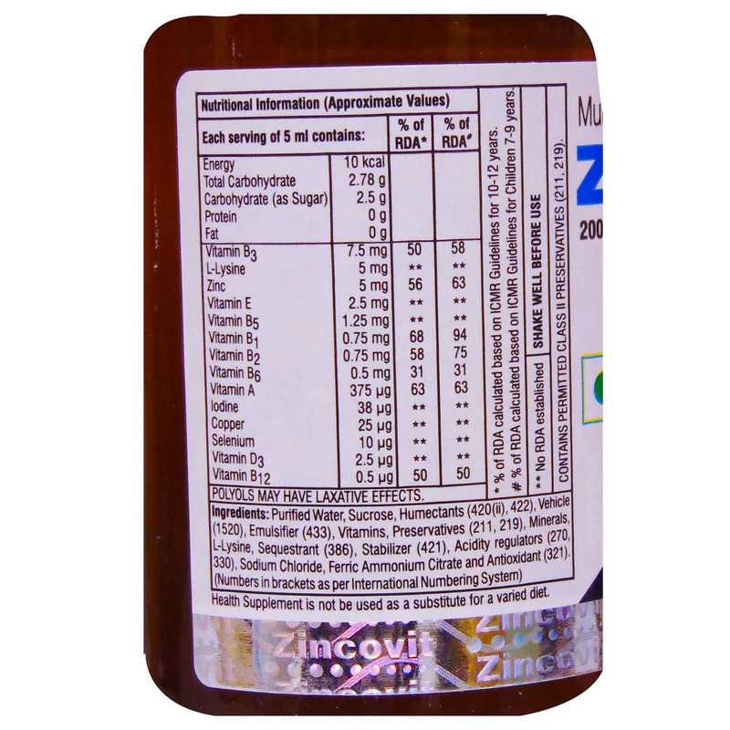 Zincovit Syrup 200ml immunity booster