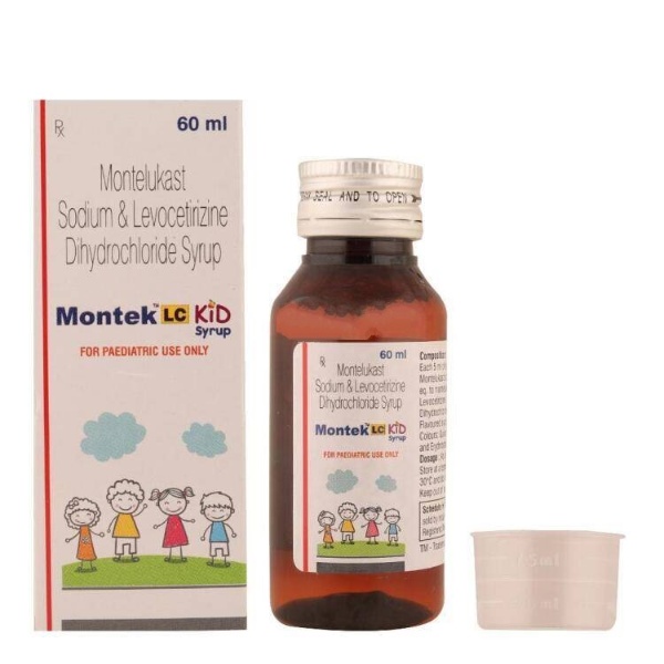 Montek LC Kid Syrup 60ml for treatment of asthma and skin allergies in children