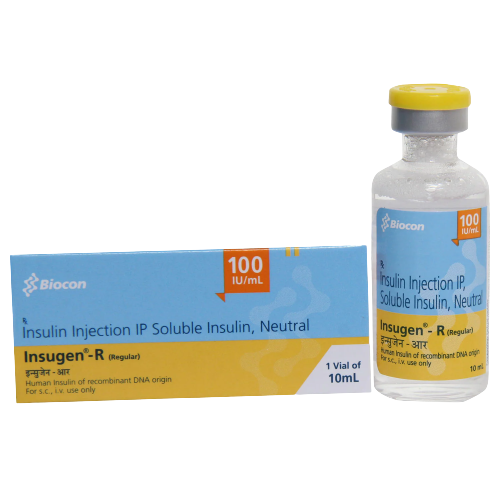 Insugen-R 100IU/ml Solution for Injection 10ml for type 1 and type 2 diabetes mellitus