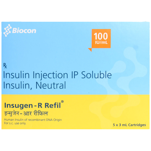 Insugen-R 100IU/ml Refil 3ml for type 1 and type 2 diabetes mellitus