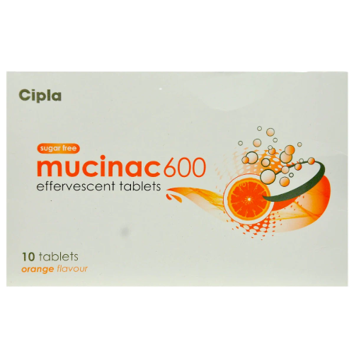 Mucinac 600 Orange Sugar Free Effervescent Tablet (Strip of 10)