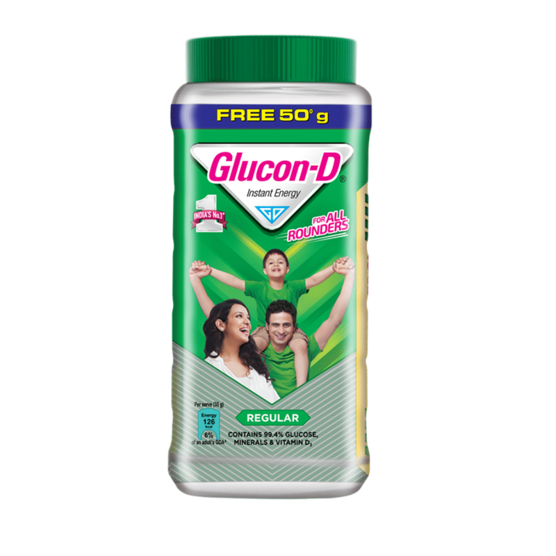 Glucon-D Regular Instant Energy Drink 200g Jar (50g Free)