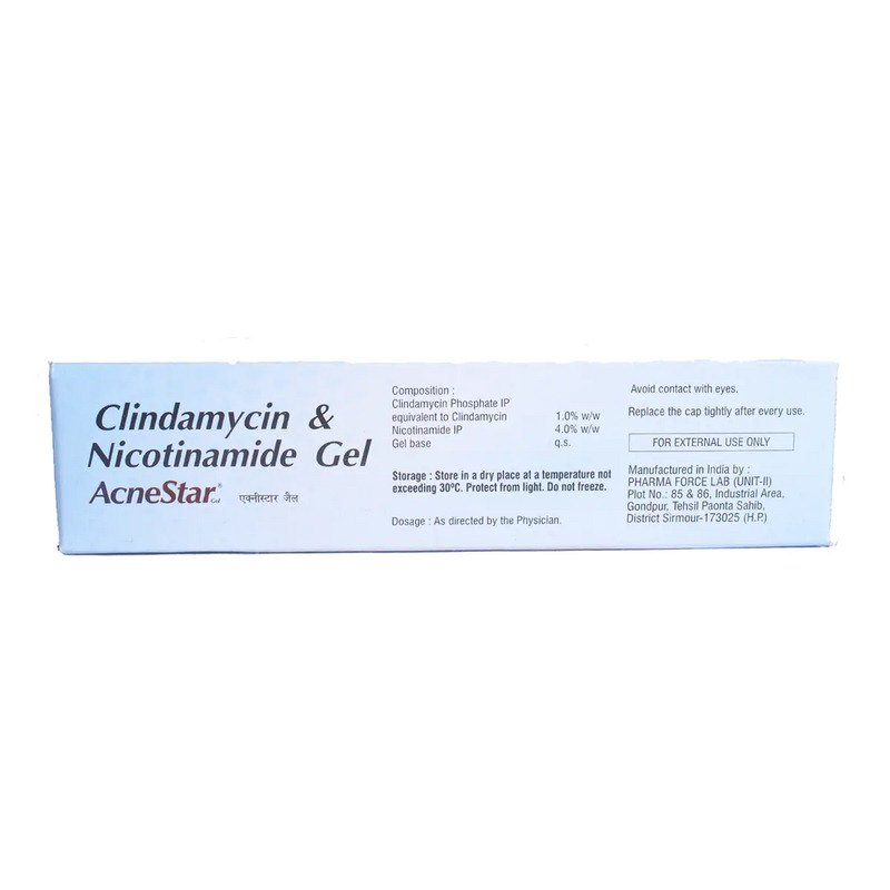 AcneStar Gel 22g contains Clindamycin 1% w/w, Niacinamide 4% w/w