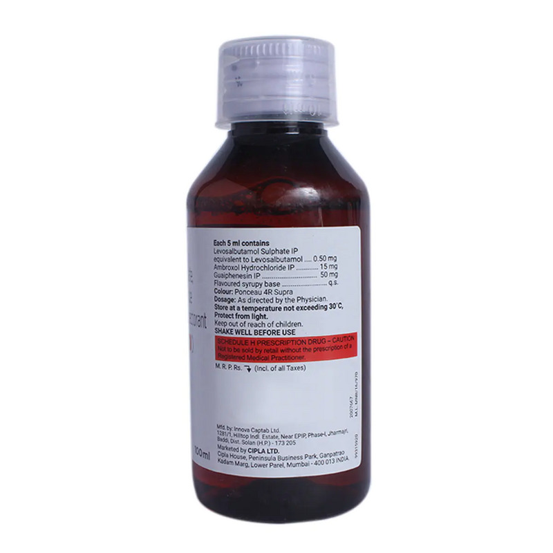 Levolin Plus Jr Expectorant 100ml contains Ambroxol 15mg, Levosalbutamol 0.5mg, Guaifenesin 50mg