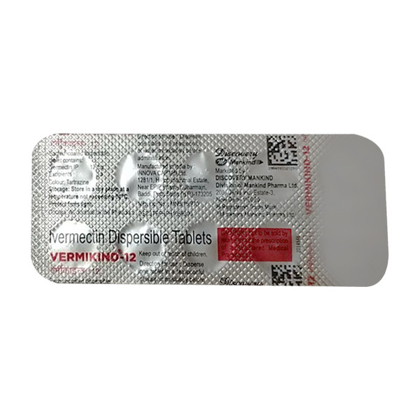 Vermikind 12 Tablet DT (Strip of 10) contains Ivermectin 12mg