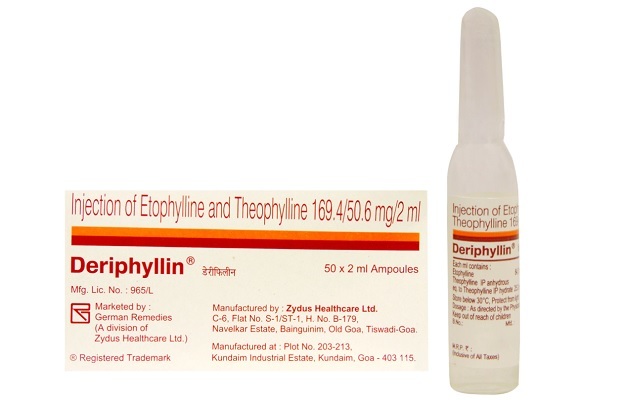 Deriphyllin Injection 2ml to treat asthma and chronic obstructive pulmonary disorder