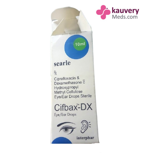 Cifbax-DX Eye/Ear Drops 10ml contains Ciprofloxacin 0.3% w/v, Dexamethasone 0.05% w/v