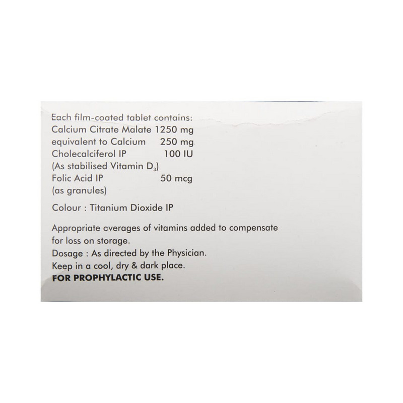 GCSTAB Tablet (Strip of 10) contains Calcium 250mg, Cholecalciferol 100IU, Folic Acid 50mcg