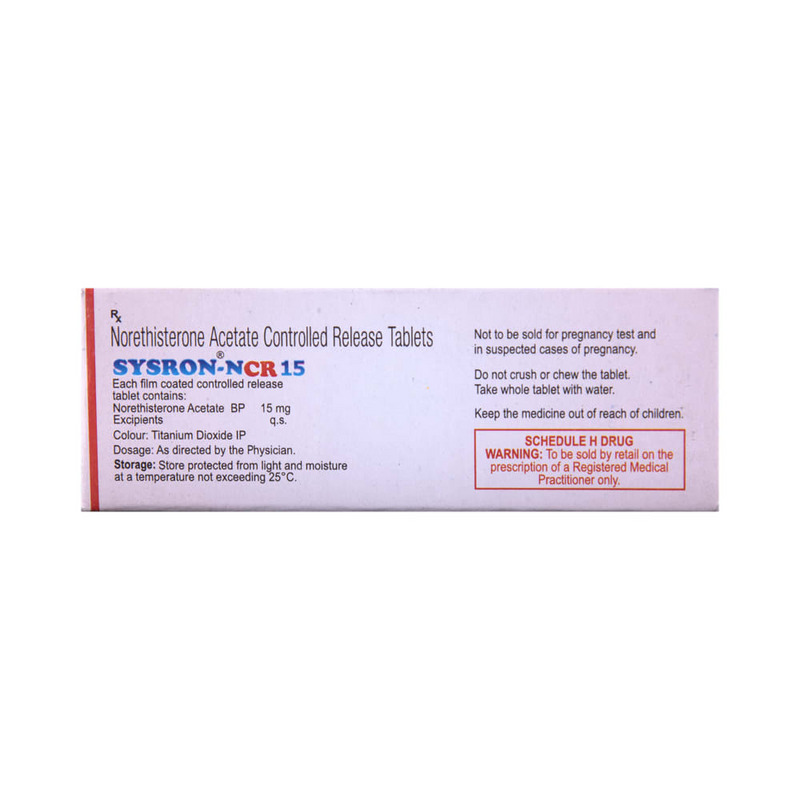 Sysron-NCR 15 Tablet (Strip of 5) contains Norethisterone 15mg