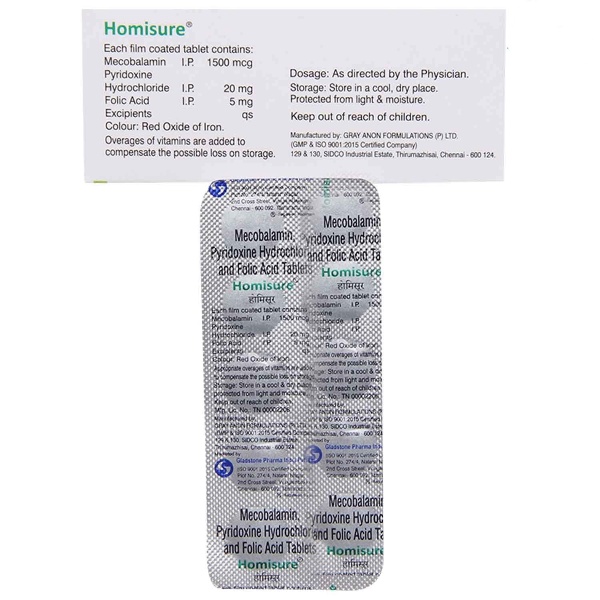 Homisure Tablet (Strip of 10) for hyperhomocysteinemia