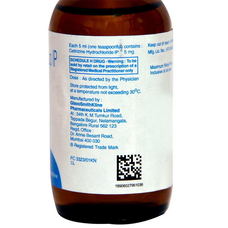 Cetzine Syrup 60ml contains Cetirizine 5mg/5ml