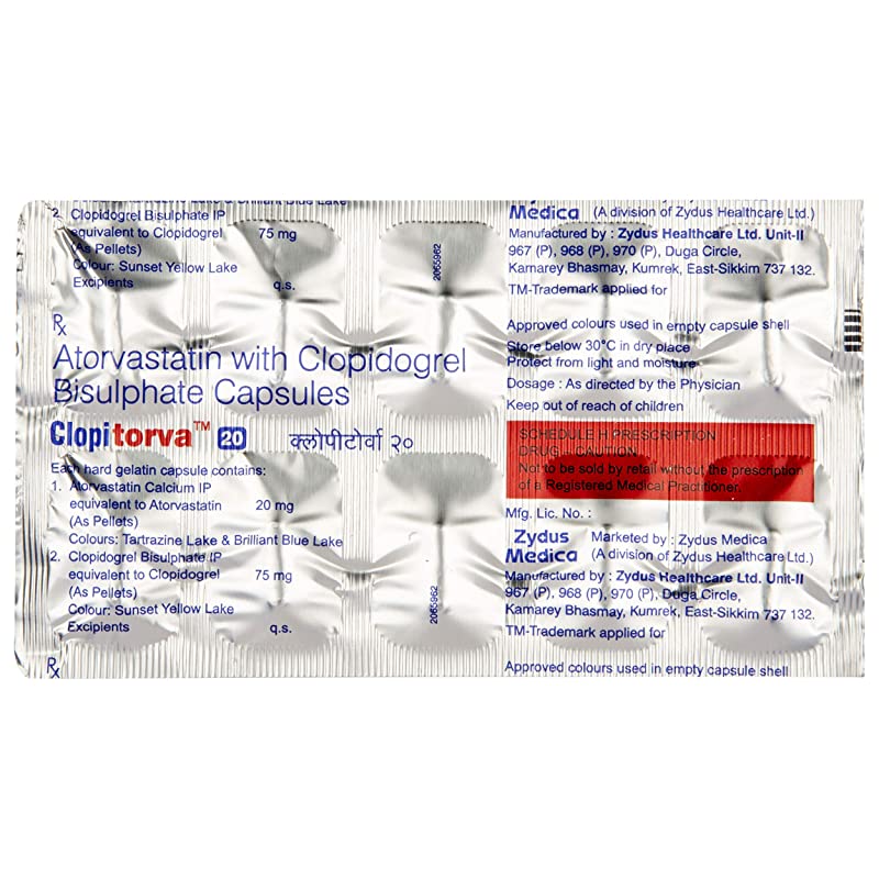 Clopitorva 20 Capsule (Strip of 10) to prevent heart attack and stroke