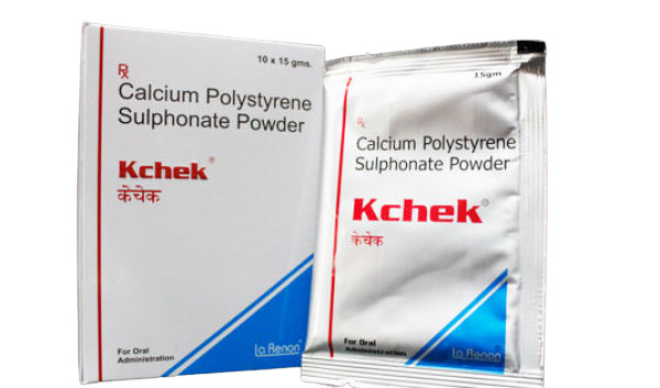 Kchek 15gm Powder Sachet contains Calcium Polystyrene Sulphonate 15g