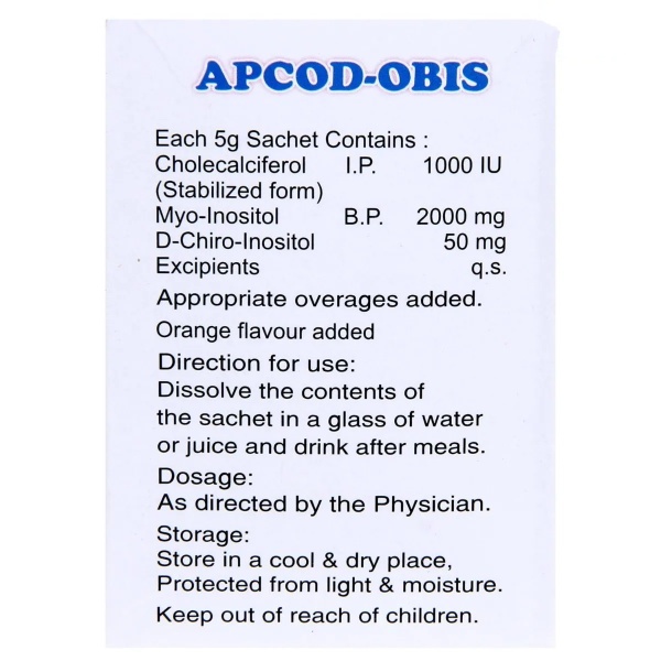Apcod-Obis Sachet 5g used for treatment of Poly Cystic Ovarian Syndrome