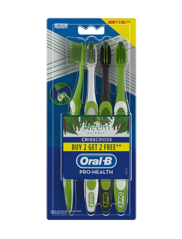 Oral-B Criss Cross Medium Neem Toothbrush (Buy 2 Get 2 Free)