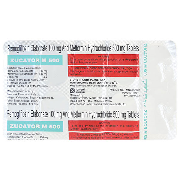 Zucator M 500 Tablet (Strip of 10) for treatment of type 2 diabetes mellitus