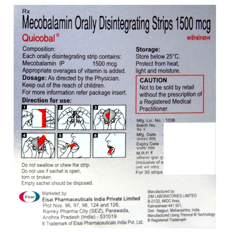 Orally Disintegrating Strips (Pack of 30) for treatment of diabetic neuropathy, peripheral neuropathy