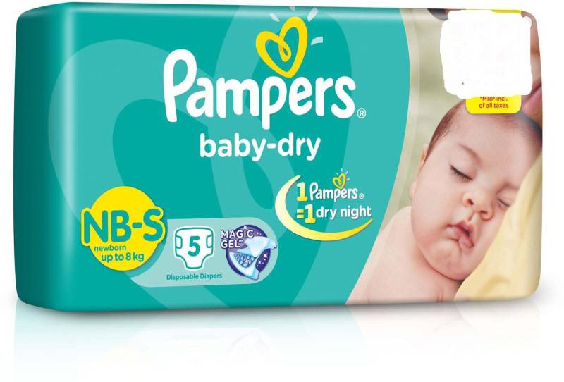 Pampers Baby Dry Diapers for Newborn to Small Baby (Pack of 5)