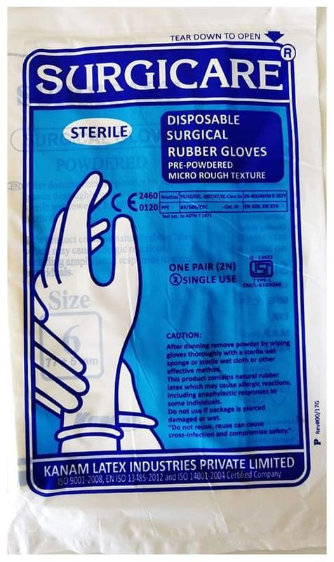 Surgicare Disposable Rubber Gloves (Size 6)