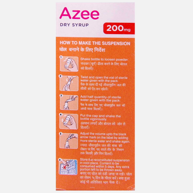 Azee 200mg Peppermint Flavour Dry Syrup 15ml
