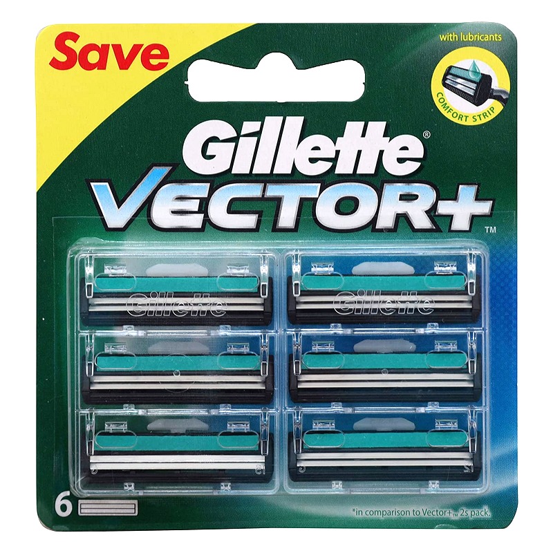Gillette Vector Plus Razor Blade Cartridge (Pack of 6) used for a close shave