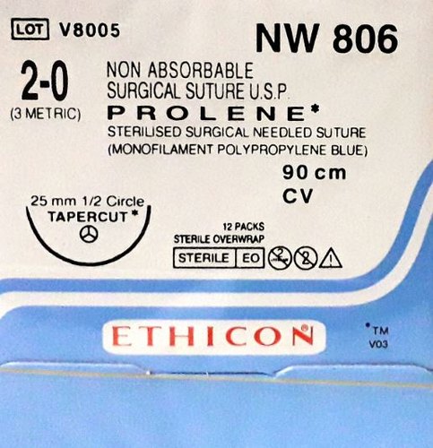 Ethicon Prolene NW806 2-0 Surgical Suture 90cm, 25mm