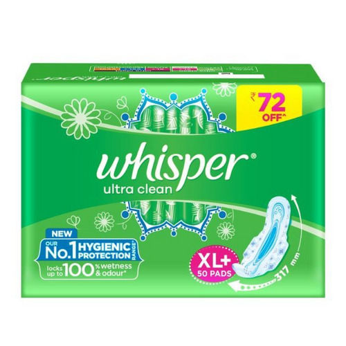 Whisper Ultra Clean Sanitary Pads XL 50's