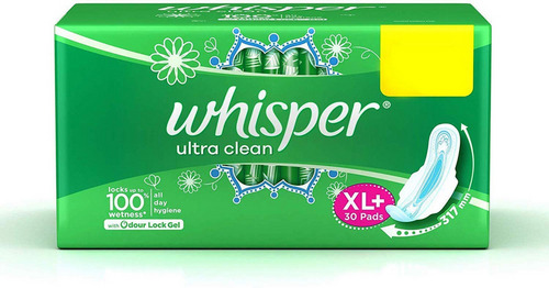 Whisper Ultra Clean Sanitary Pads XL 30's