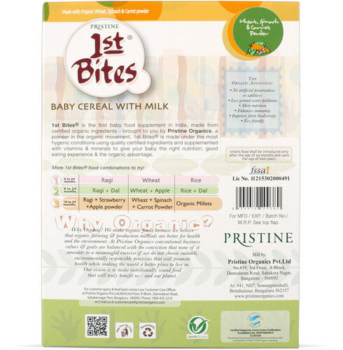 Pristine 1st Bites Stage-3 Wheat Spinach & Carrot Baby Cereal 300g (10 to 24 months)