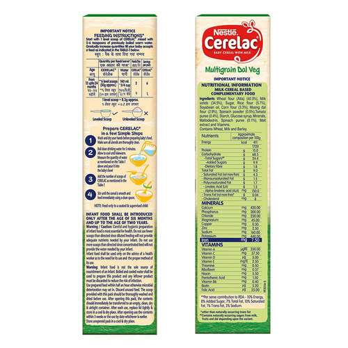 Nestle Cerelac Multigrain Dal Veg Baby Cereal with Milk 300g