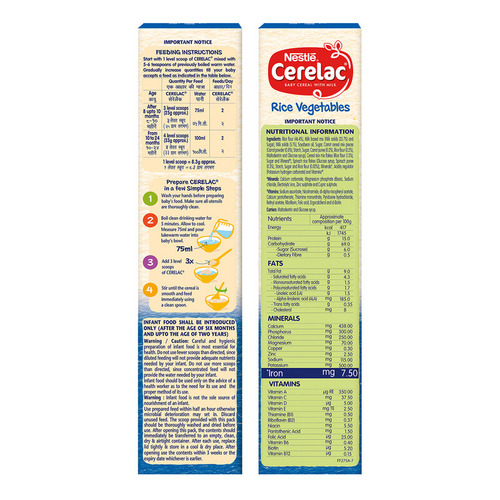 Nestle Cerelac Rice Vegetables Baby Cereal with Milk 300g