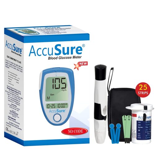 AccuSure Simple Glucometer with 25 Strips