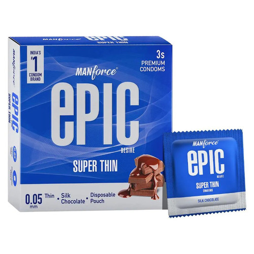 Manforce Epic Super Thin Silk Chocolate Flavoured Condoms 3's