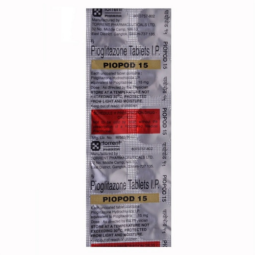 Piopod 15 Tablet 10's used for the treatment of type 2 diabetes mellitus