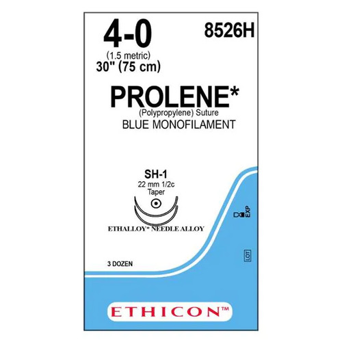 Ethicon Prolene 8526H 4-0 Non-Absorbable SH-1 Suture 22mm