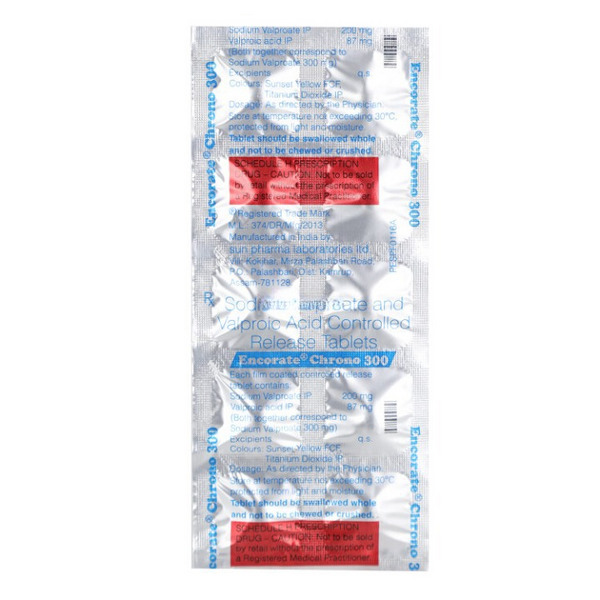 Encorate Chrono 300 Tablet 10's used for the treatment of epilepsy
