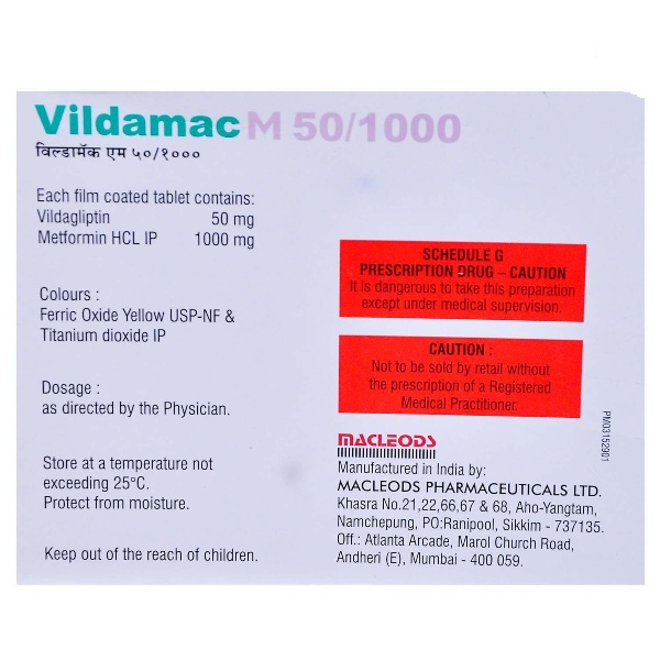 Vildamac M 50/1000 Tablet 15's