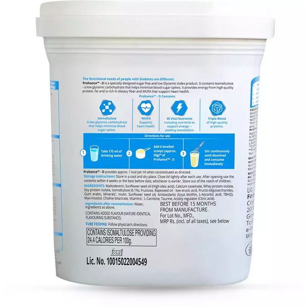 Prohance D Vanilla Diabetes Care Supplement Powder 400g (Jar)