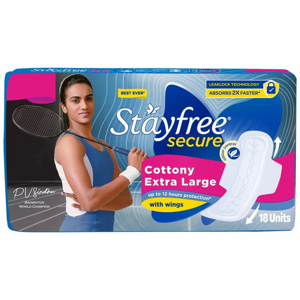Stayfree Secure Cottony with Wings Sanitary Pads XL 18's