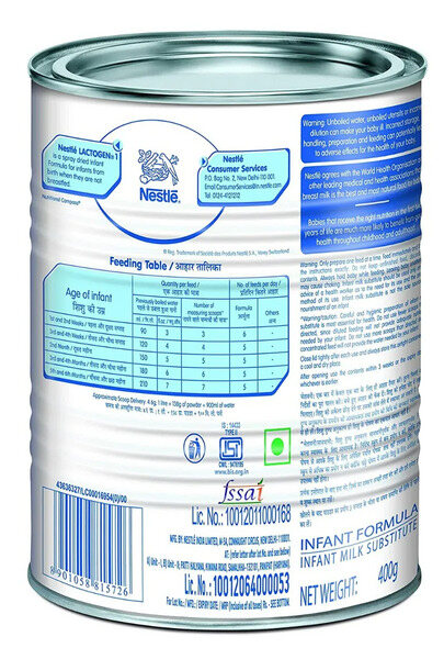 Nestle Lactogen 1 Infant Formula Powder 400g Tin (upto 6 months)