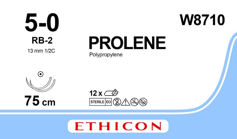 Ethicon Prolene W8710 5-0 Wound Closure RB-2 Suture 75cm