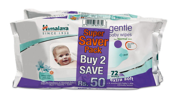 Himalaya Gentle Extra Soft Baby Wipes 72's(Pack of 2)