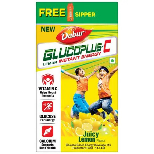 Dabur GlucoPlus-C Lemon Flavoured Energy Boost Drink 1kg (with Free Sipper)