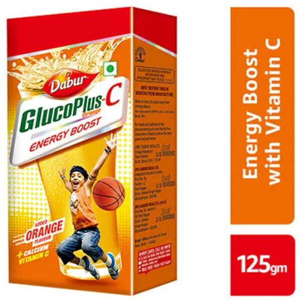 Dabur GlucoPlus-C Orange Flavoured Energy Boost Drink 125g